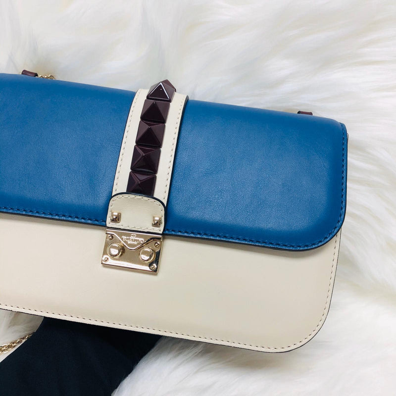 Rockstud Glam Lock Medium Leather Flap Bag in Tri Color