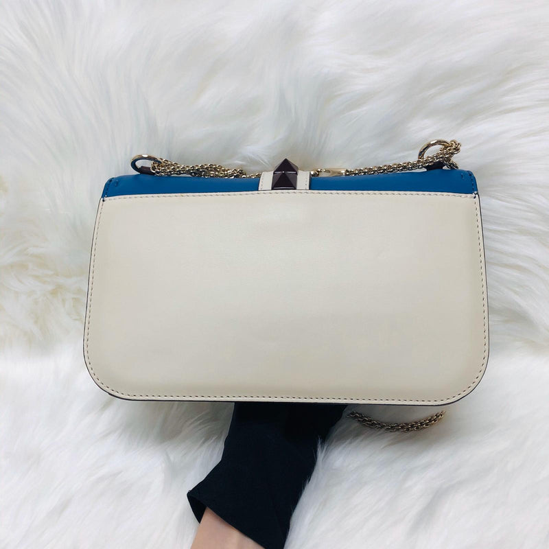 Rockstud Glam Lock Medium Leather Flap Bag in Tri Color