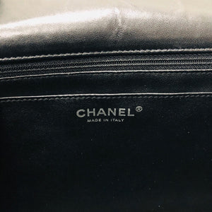 Single Flap Jumbo Quilted Patent Bag in Black with SHW