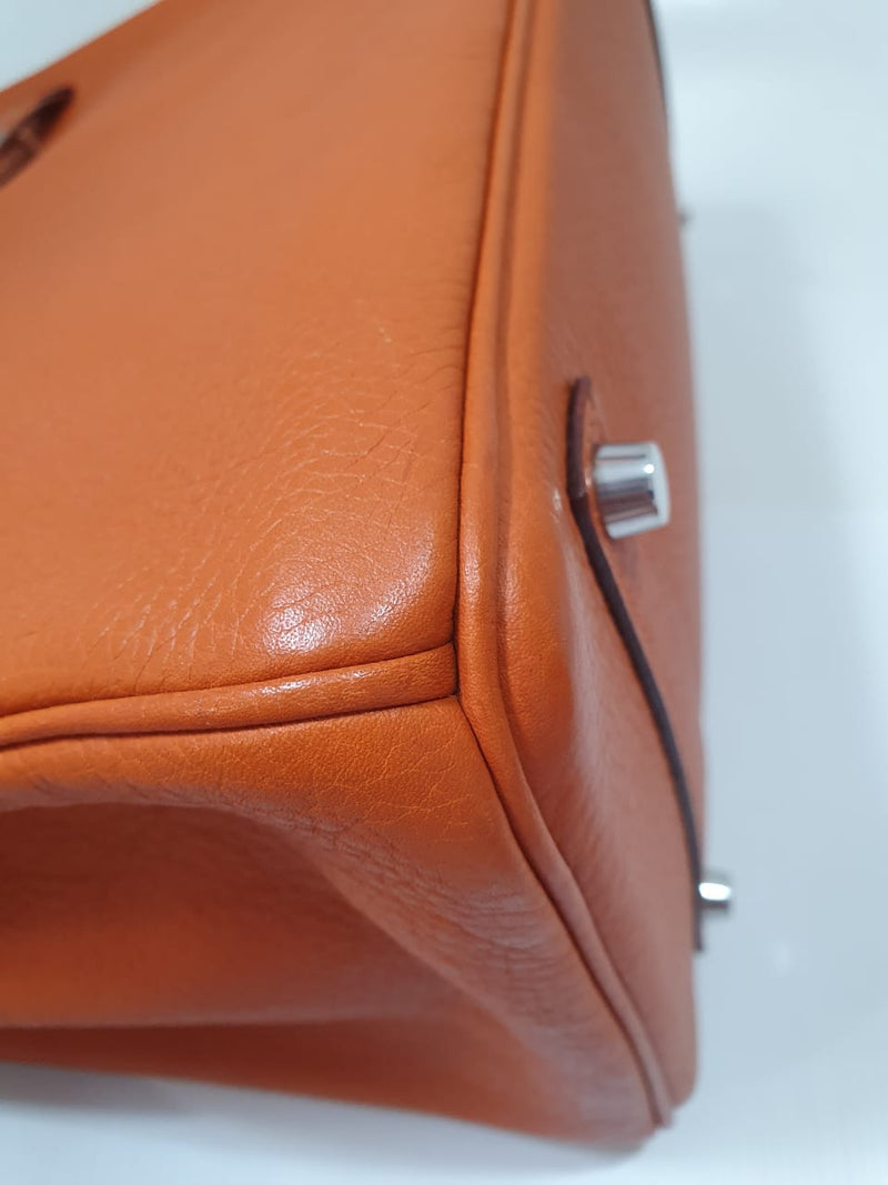 Birkin 35 Vache Liegee  J-Stamp Bag in Orange with PHW