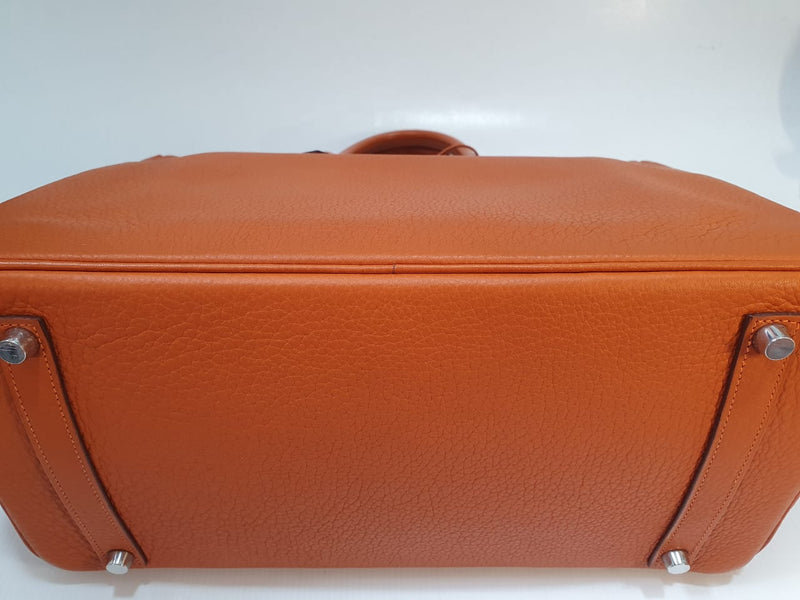 Birkin 35 Vache Liegee  J-Stamp Bag in Orange with PHW