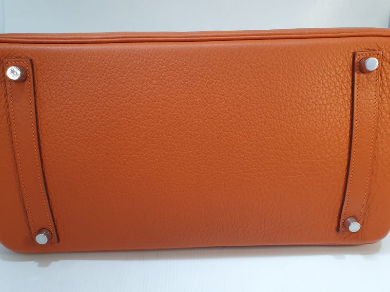 Birkin 35 Vache Liegee  J-Stamp Bag in Orange with PHW