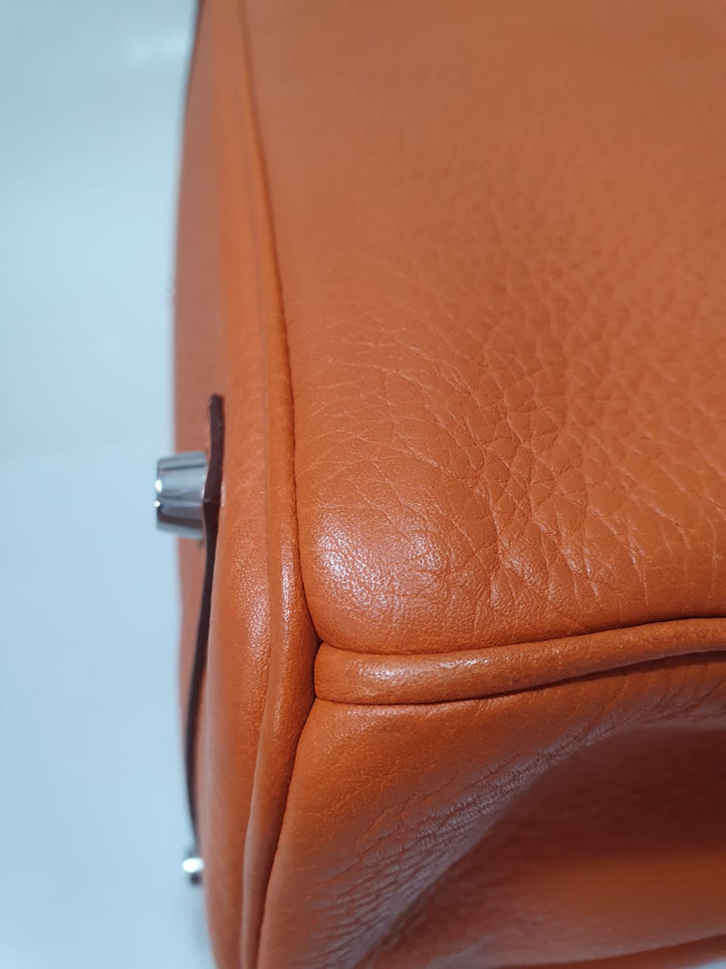 Birkin 35 Vache Liegee  J-Stamp Bag in Orange with PHW