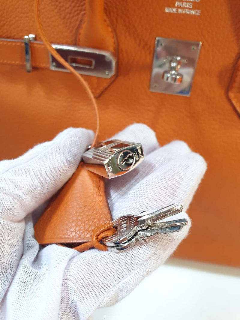 Birkin 35 Vache Liegee  J-Stamp Bag in Orange with PHW