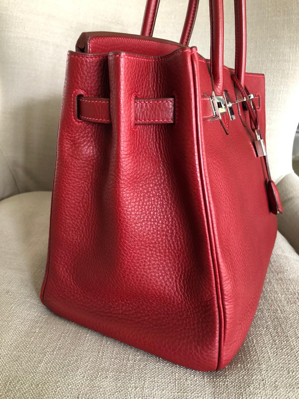 Birkin 35 Rouge Garance Clemence J-Stamp with PHW – Bag Religion