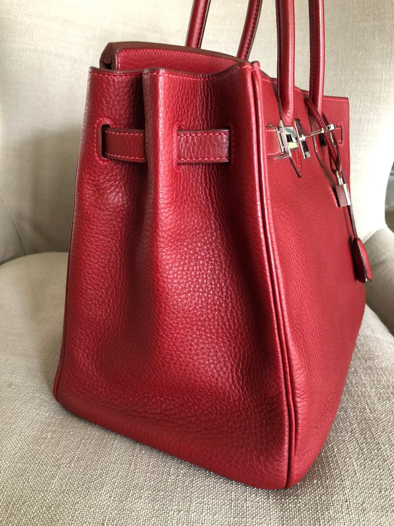 Birkin 35 Rouge Garance Clemence J-Stamp with PHW