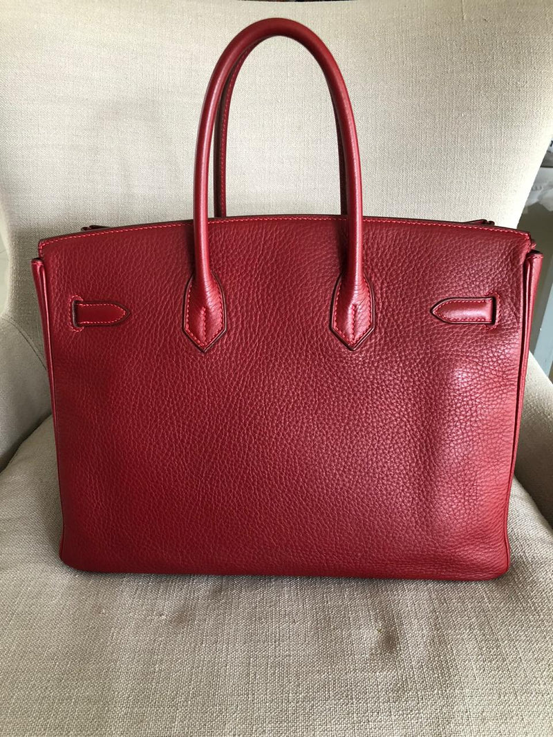 Birkin 35 Rouge Garance Clemence J-Stamp with PHW