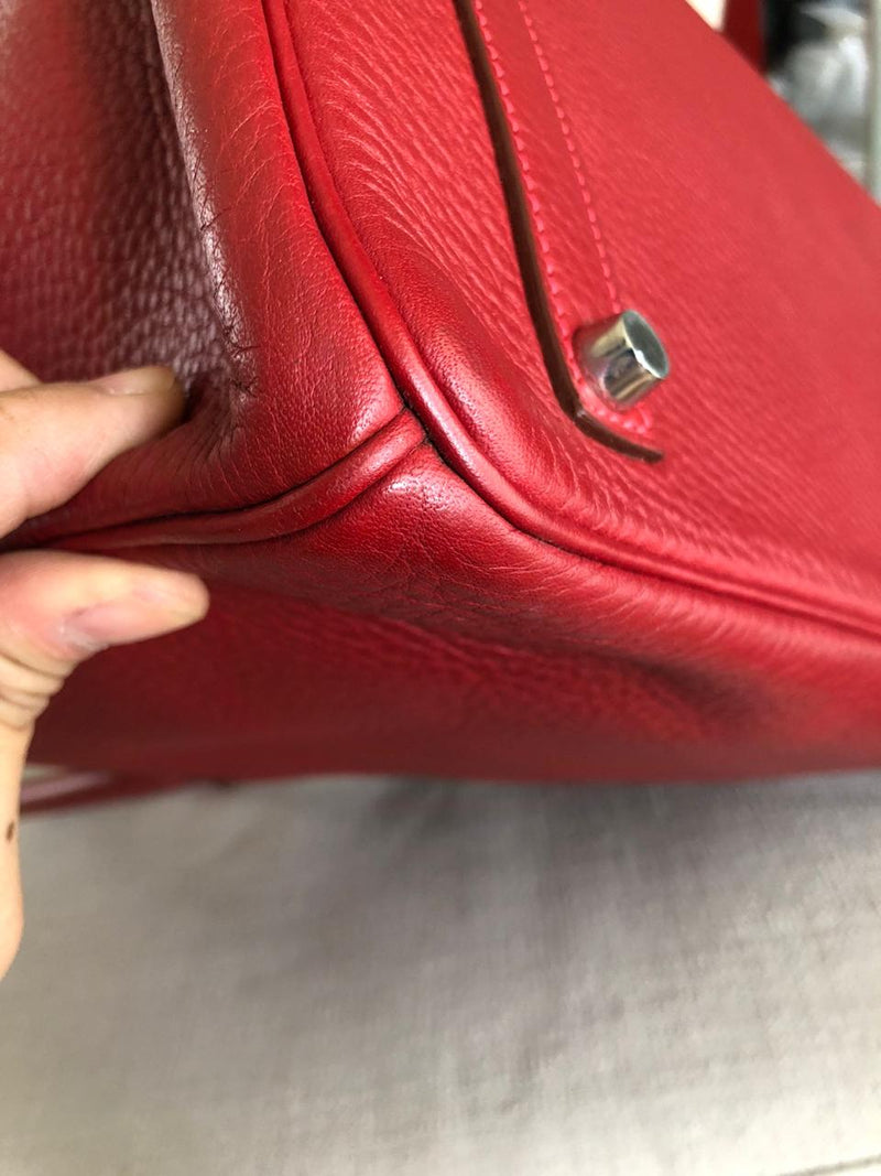 Hermès Birkin 35 Rouge Garance Clemence PHW - Luxury Helsinki