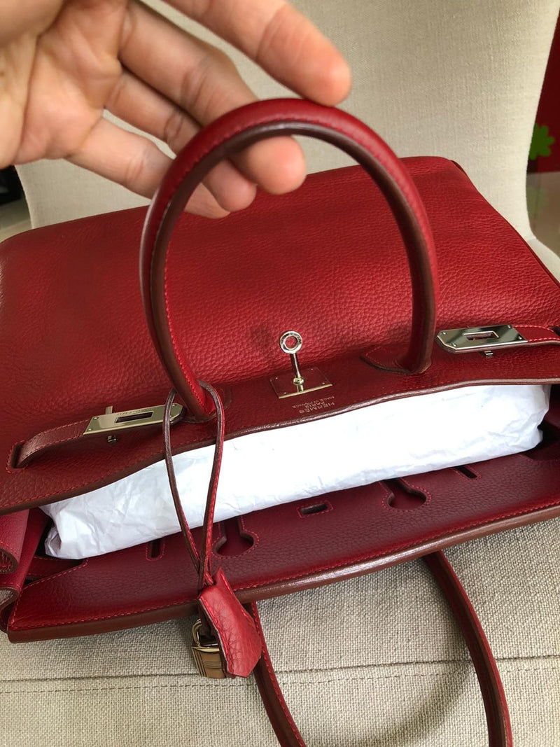 Hermes Birkin 35 Rouge H Clemence - Vintage Lux