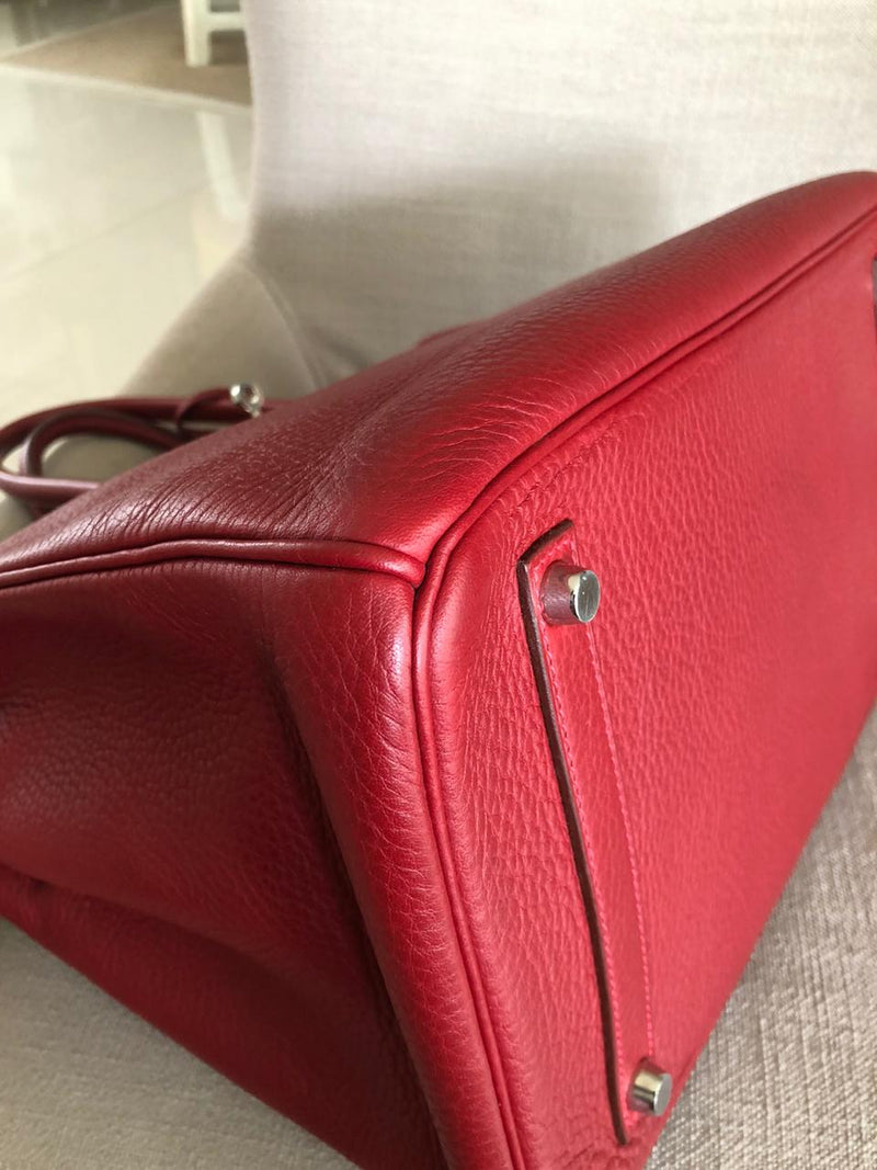 Birkin 35 Rouge Garance Clemence J-Stamp with PHW