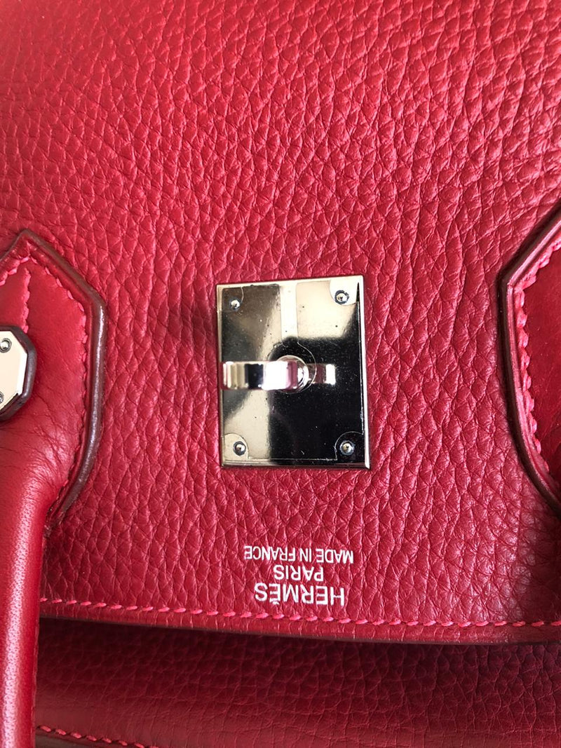 Birkin 35 Rouge Garance Clemence J-Stamp with PHW