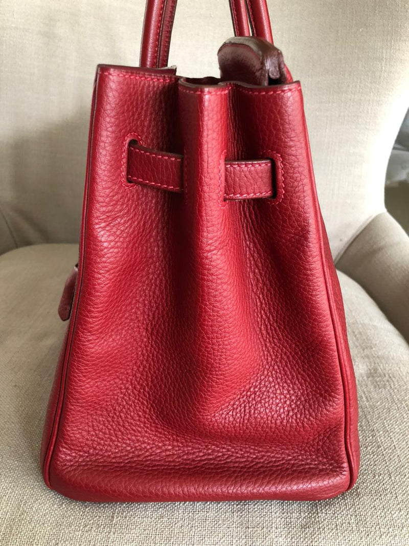 Hermes Clemence Leather Birkin Bag 35 Red