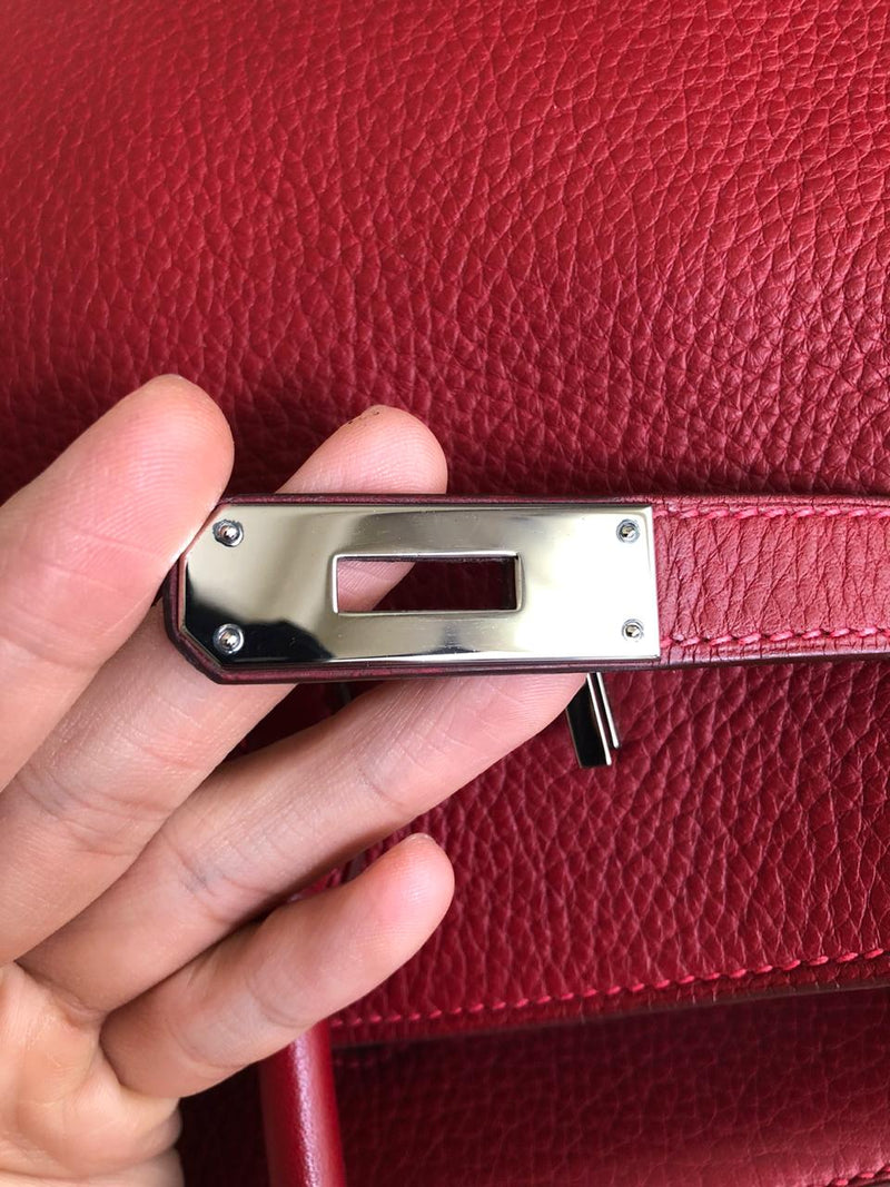 Birkin 35 Rouge Garance Clemence J-Stamp with PHW