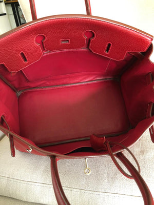 Birkin 35 Rouge Garance Clemence J-Stamp with PHW