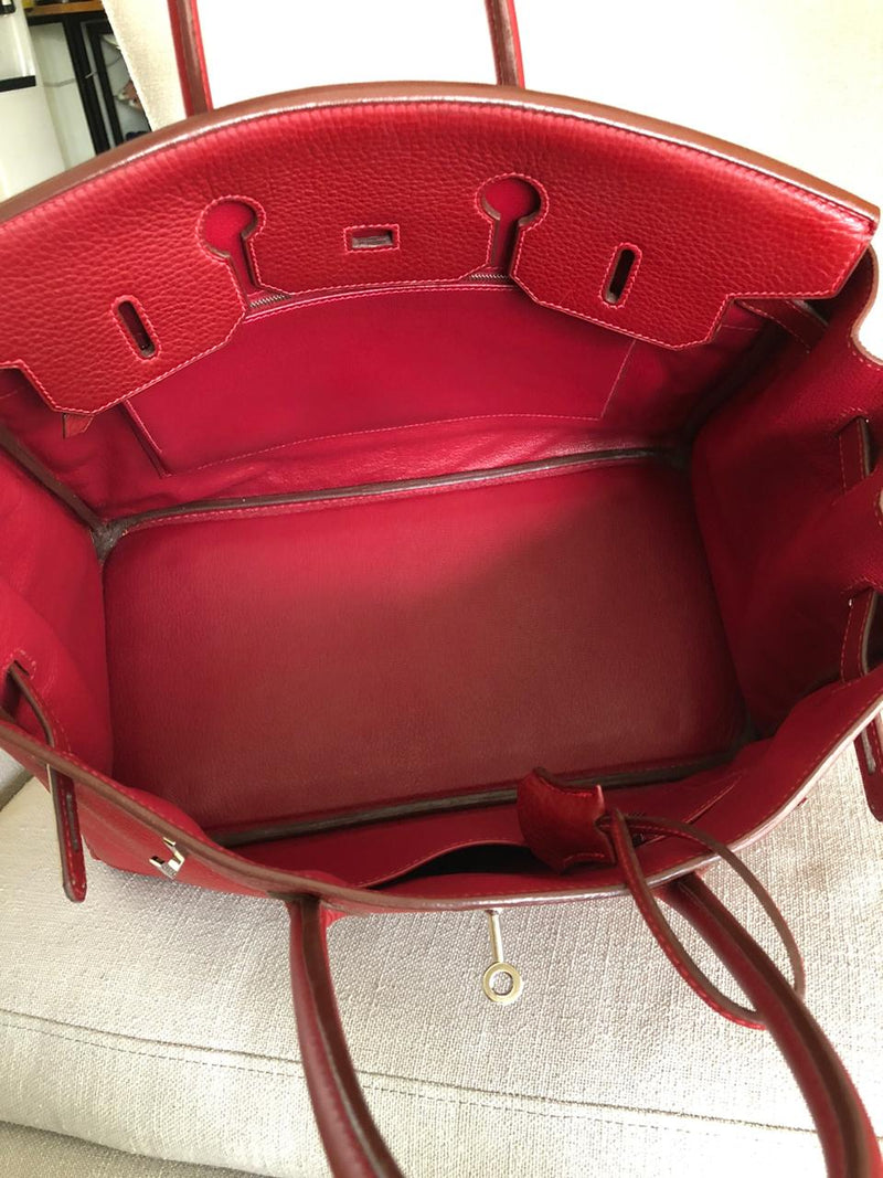 Birkin 35 Rouge Garance Clemence J-Stamp with PHW