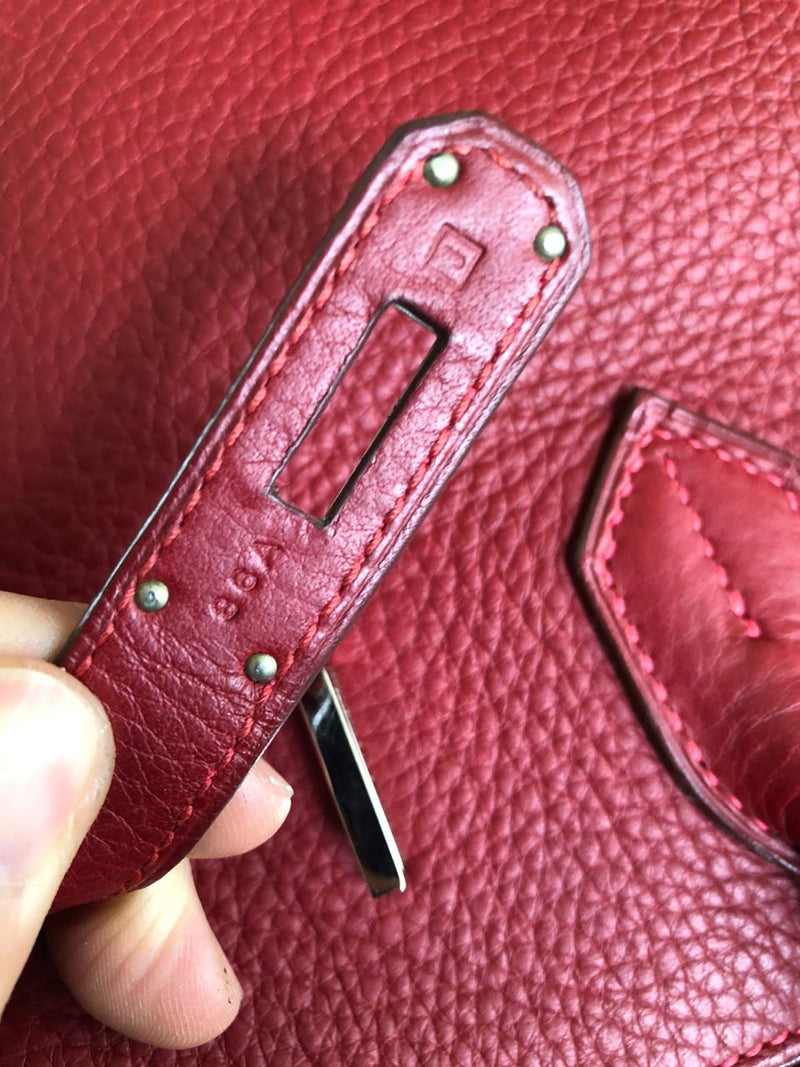 Birkin 35 Rouge Garance Clemence J-Stamp with PHW