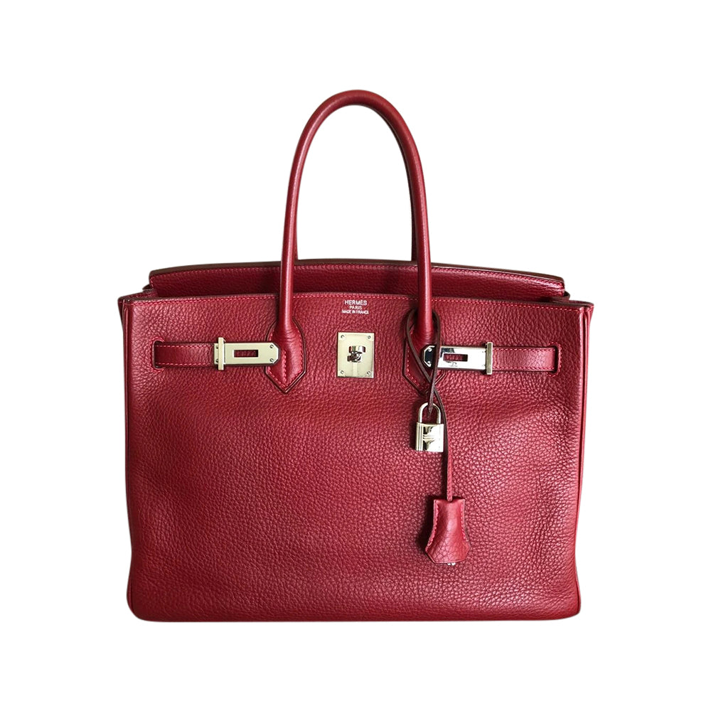 Birkin 35 Rouge Garance Clemence J-Stamp with PHW