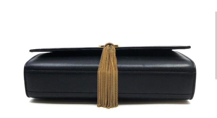 Medium Smooth Leather Classic Kate Gold Tassel Black