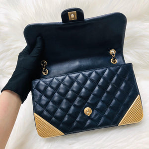 Studded Rock the Corners Flap Bag in Dark Blue