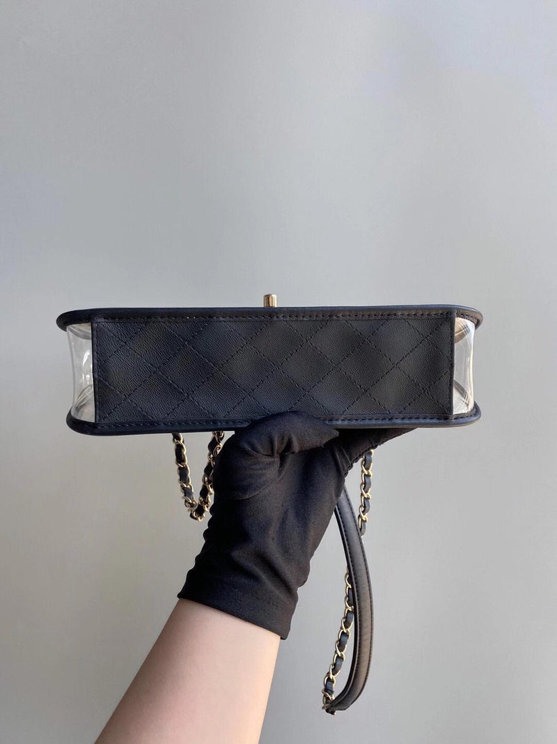 Classic Coco "Sand by the Sea" Runway Flap Bag in Black and PVC