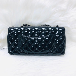 East West Flap Bag in Black Patent Leather with SHW
