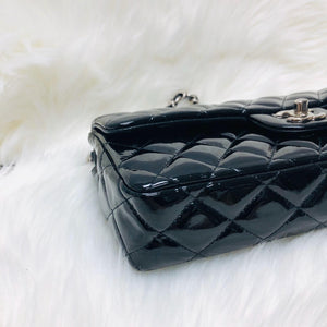East West Flap Bag in Black Patent Leather with SHW