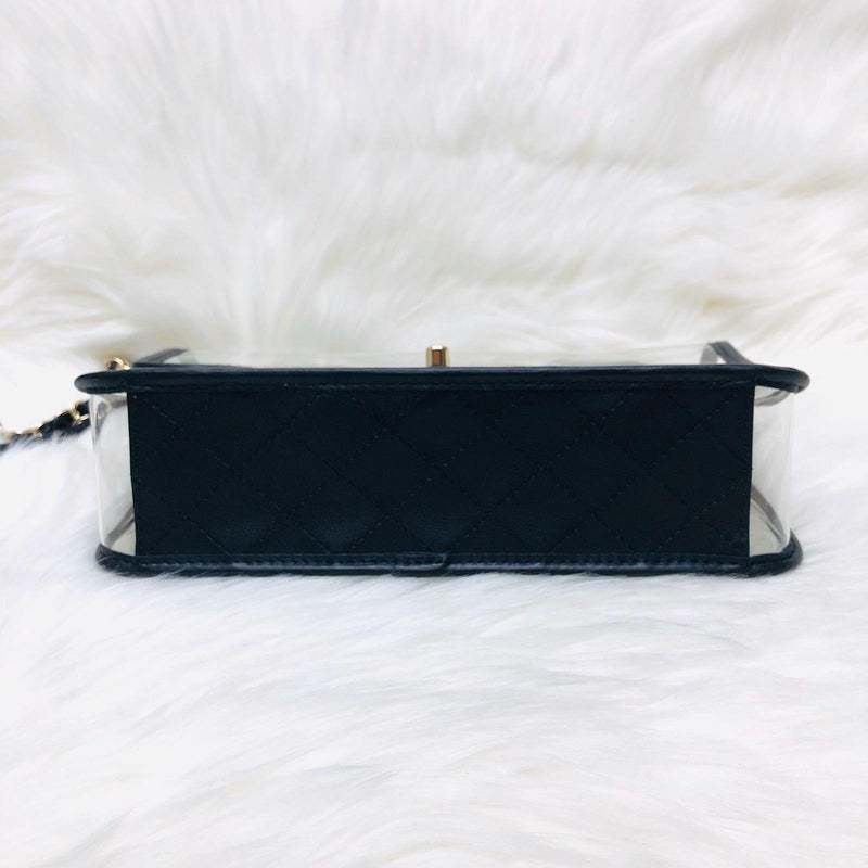 Classic Coco "Sand by the Sea" Runway Flap Bag in Black and PVC