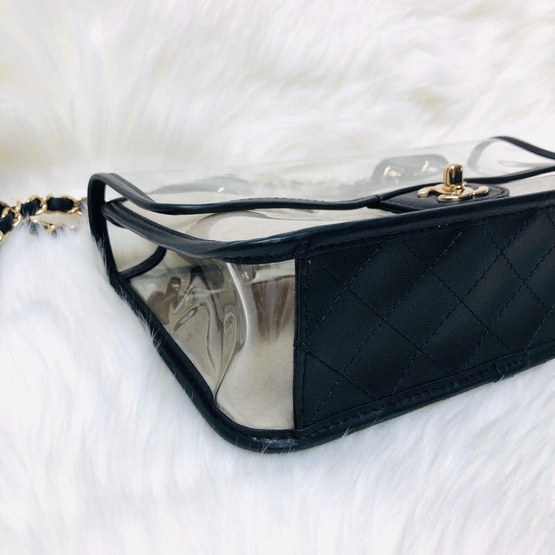 Classic Coco "Sand by the Sea" Runway Flap Bag in Black and PVC