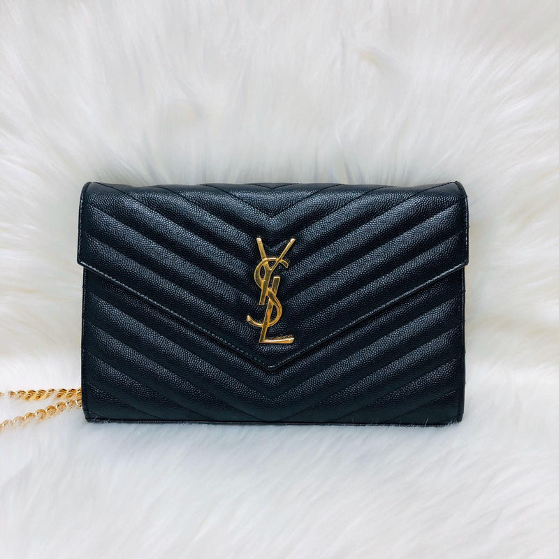 Grain de Poudre Envelope Wallet on Chain in Black