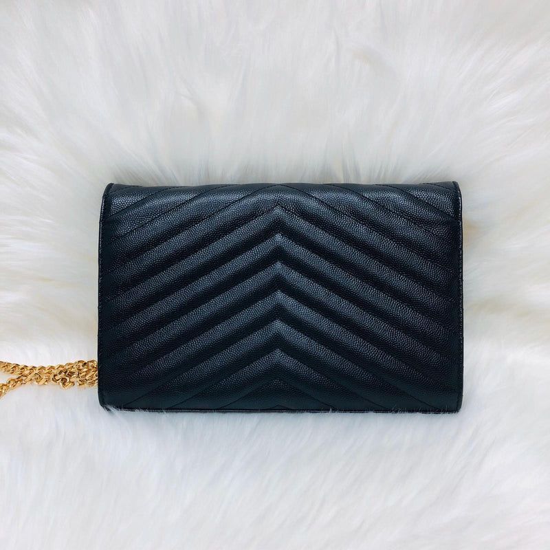 Grain de Poudre Envelope Wallet on Chain in Black