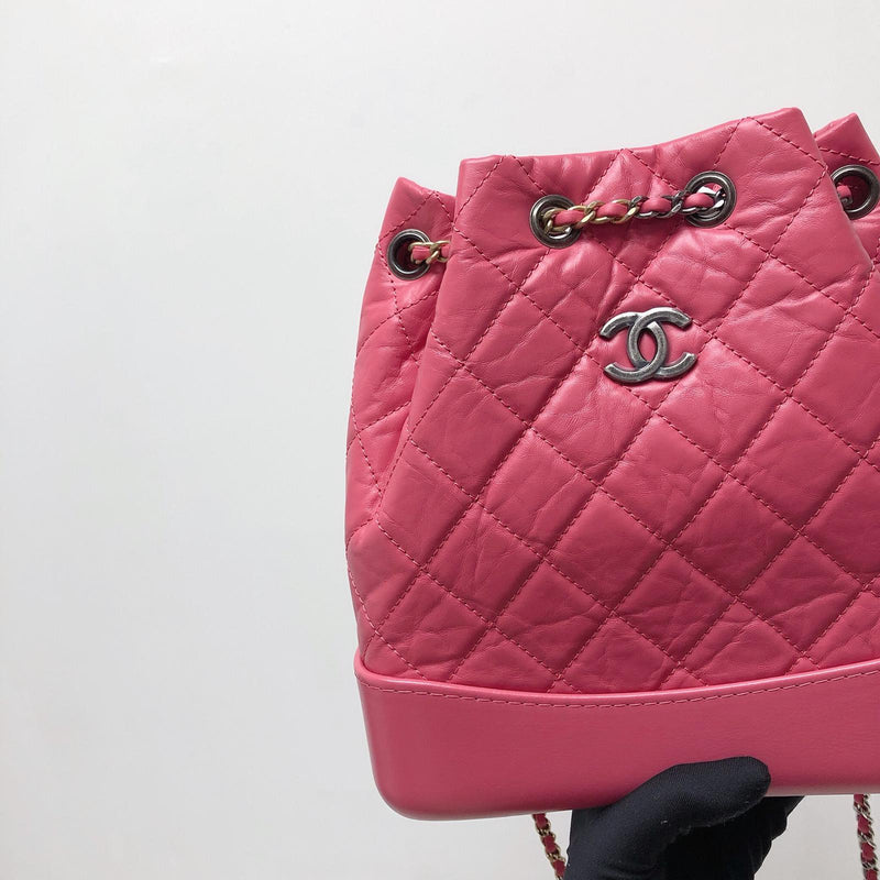 Gabrielle Backpack in Pink Quilted Calfskin Leather Small