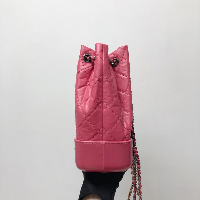 Chanel Gabrielle Backpack Quilted Tweed Small Pink 2406331