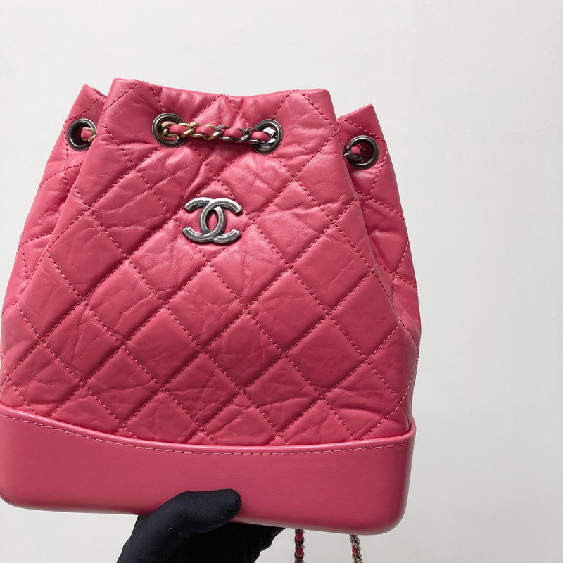 Chanel Chevron Gabrielle Backpack Red Aged Calfskin