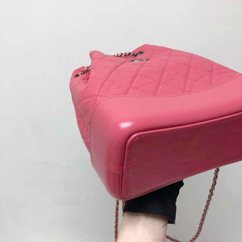Gabrielle Backpack in Pink Quilted Calfskin Leather Small