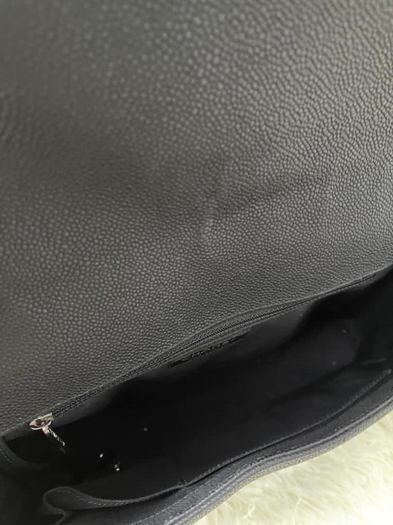 Large Black Le Boy Quilted Caviar Leather