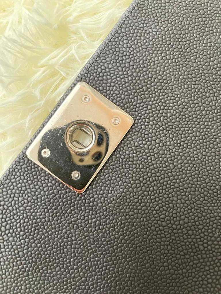Large Black Le Boy Quilted Caviar Leather
