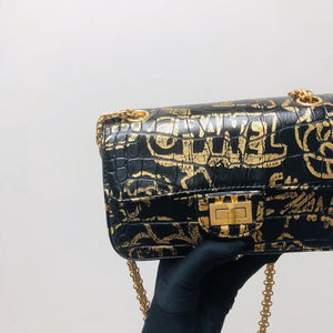CHANEL 19A Graffiti Croc Embossed Mini 2.55 Reissue