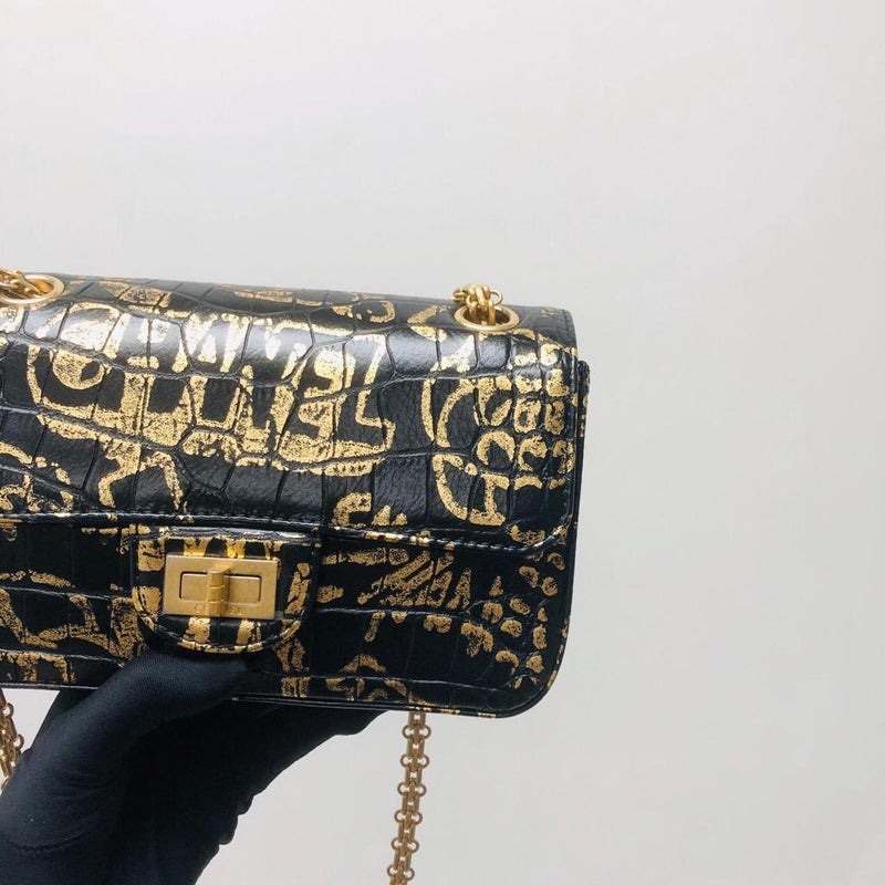 CHANEL 19A Graffiti Croc Embossed Mini 2.55 Reissue