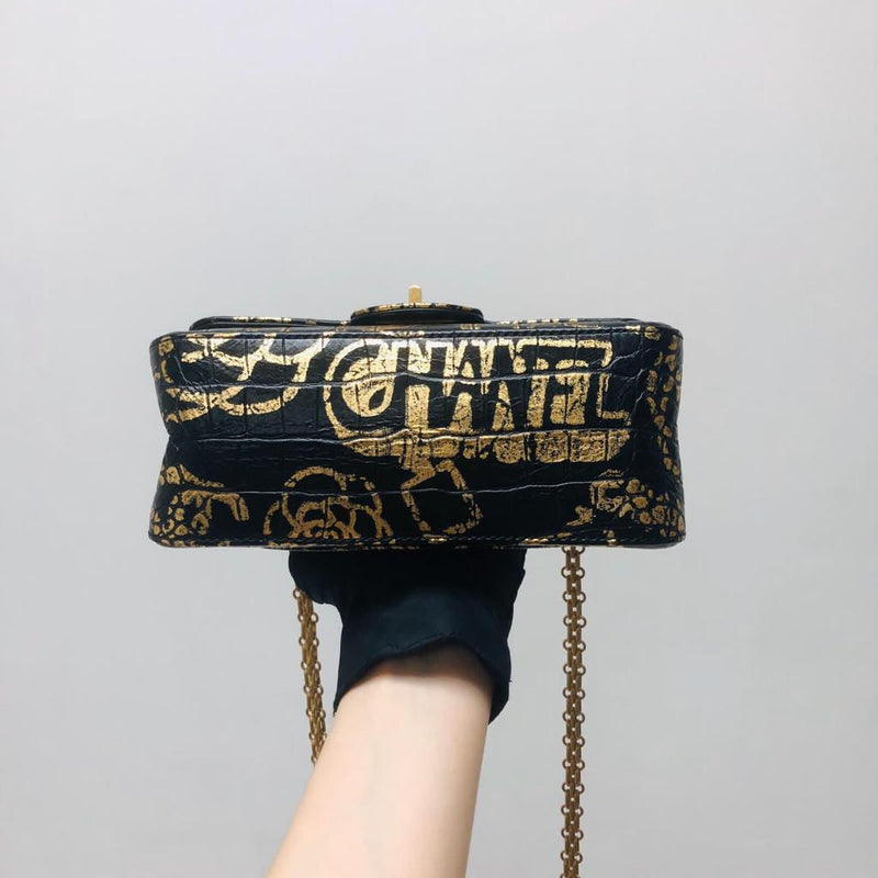 CHANEL 19A Graffiti Croc Embossed Mini 2.55 Reissue