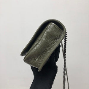 Crinkled Calfskin Matelassé Monogram Niki Wallet On Chain Khaki Militaire