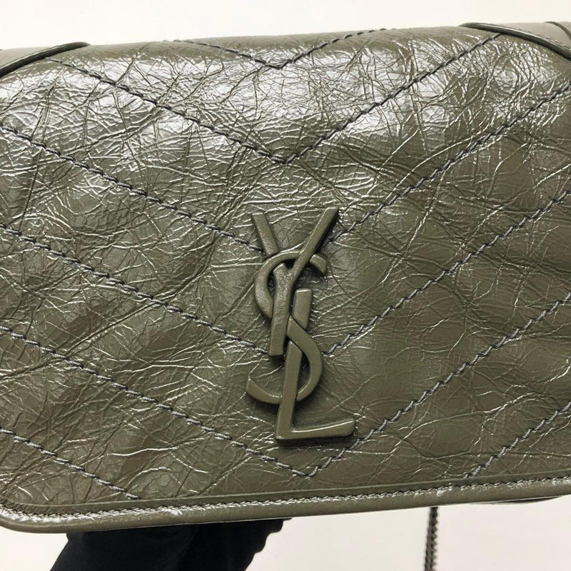 SAINT LAURENT Crinkled Calfskin Matelasse Monogram Niki Body Bag