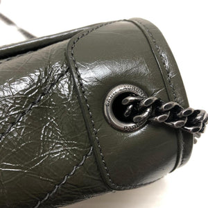 Crinkled Calfskin Matelassé Monogram Niki Wallet On Chain Khaki Militaire