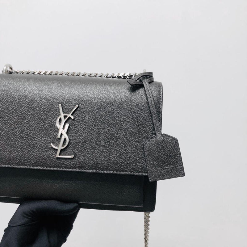 YSL Yves Saint Laurent Sunset Medium in Noir. New with card, box and bag.