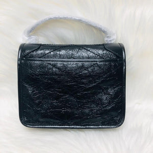 Crinkled Calfskin Matelasse Monogram Niki Chain Wallet Black