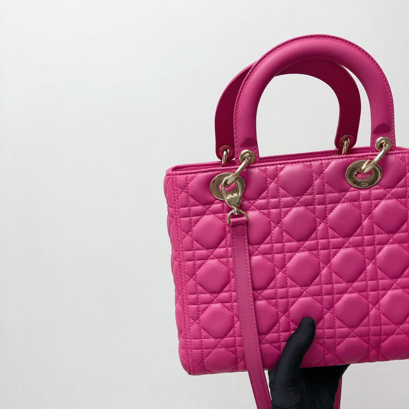 DIOR Medium Lady Dior Fuchsia Pink Cannage Lambskin GHW_Christian  Dior_BRANDS_MILAN CLASSIC Luxury Trade Company Since 2007