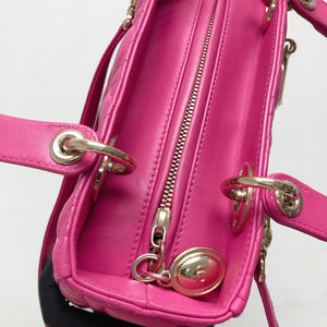 Cannage Lambskin Lady Dior Medium Bag in Fuschia Pink with GHW