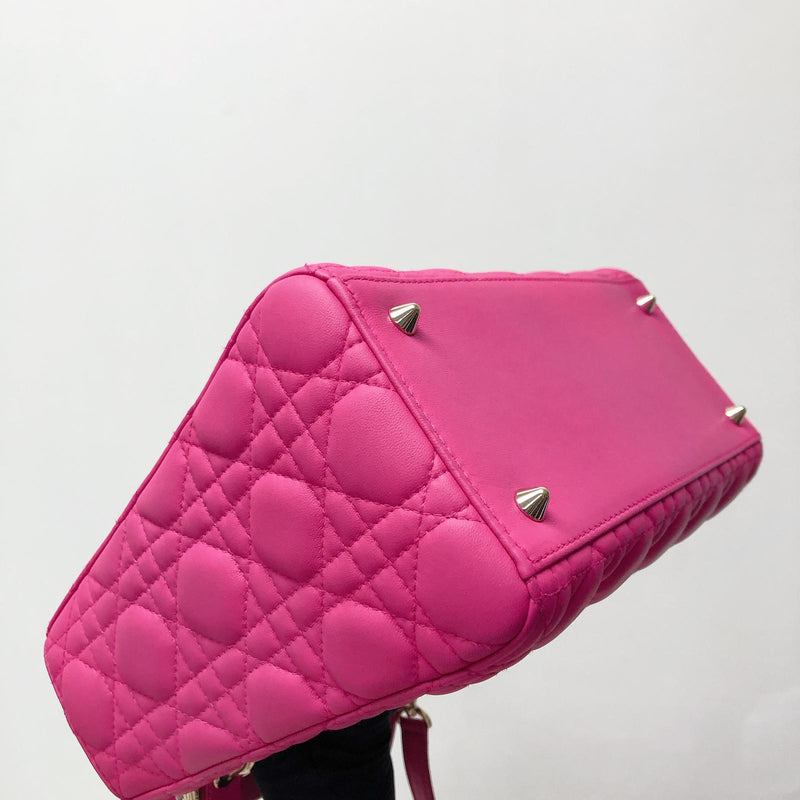 Cannage Lambskin Lady Dior Medium Bag in Fuschia Pink with GHW