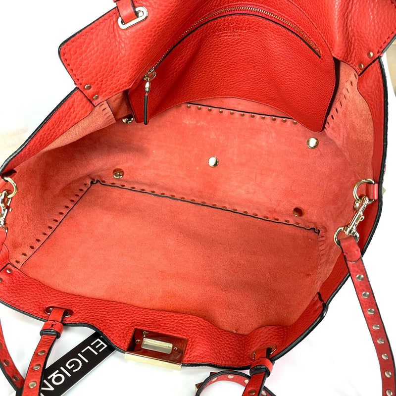 Rockstud Medium Leather Tote Red