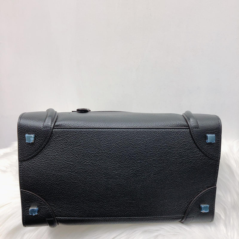 Drummed Leather Mini Luggage Bag Black