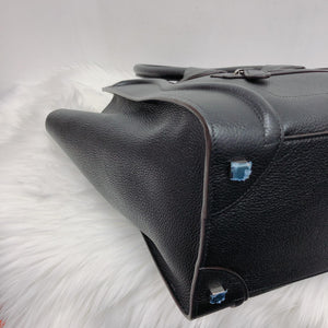 Drummed Leather Mini Luggage Bag Black